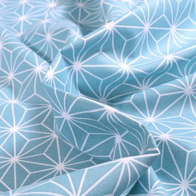Tissu Coton imprimé Casual Arty Bleu lagon - Par 10 cm