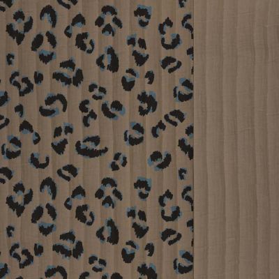 Tissu Matelassé réversible Léopard sur fond Taupe - Par 10 cm