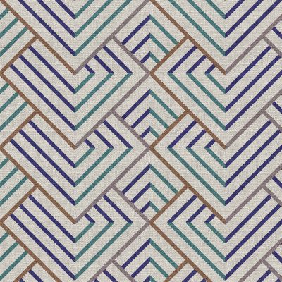 Tissu Coton demi natté Giorgio géométrique sur fond Ecru - Par 10 cm