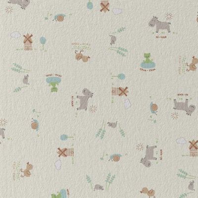Tissu Jersey Coton Petits animaux sur fond Ecru - Par 10 cm