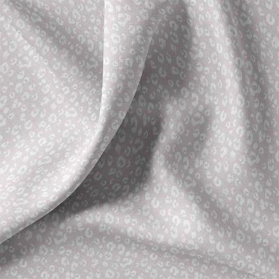 Tissu Coton imprimé léopard Kamar blanc sur fond Gris perle - Par 10 cm