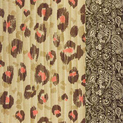 Tissu Matelassé réversible Léopard Karula sur fond Beige - Par 10 cm