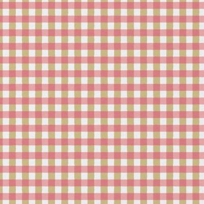 Tissu Coton enduit léger Vichy Rose et vert sur fond Blanc - Par 10 cm