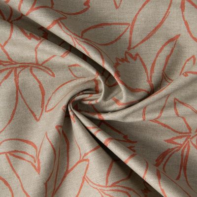 Tissu Toile de Coton Demi Natté Kiago Camel sur fond Vert kaki - Par 10 cm