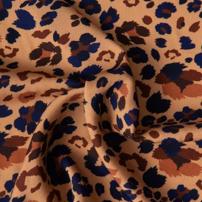 Tissu Viscose imprimé Arty Lynx sur fond Beige - Par 10 cm