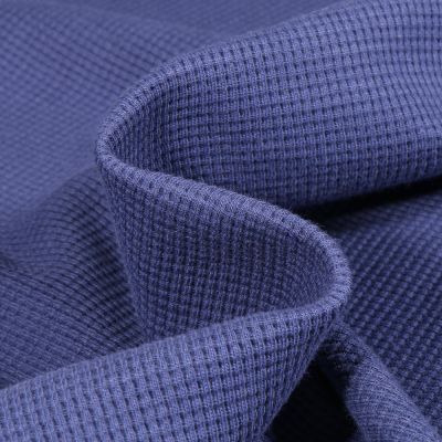 Tissu Jersey Nid d&#039;abeille uni Bleu indigo - Par 10 cm