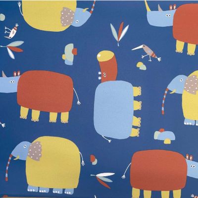 Tissu Imperméable déperlant Numi sur fond Bleu - Par 10 cm