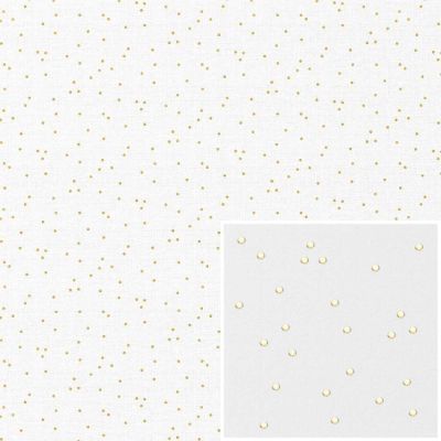 Tissu Canvas Pimiz doré sur fond Blanc - Par 10 cm