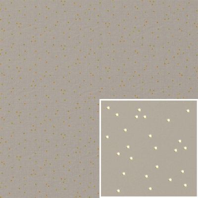 Tissu Canvas effet Lin Pimiz doré sur fond Naturel - Par 10 cm