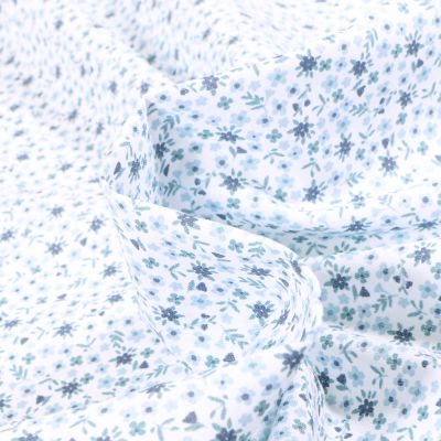 Tissu Coton imprimé Arty Pio bleu sur fond Blanc - Par 10 cm