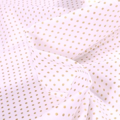 Tissu Coton imprimé Arty Pisani doré sur fond Blanc - Par 10 cm