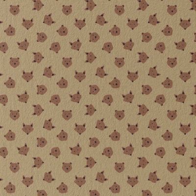 Tissu Jersey Coton Loups Ruz sur fond Camel - Par 10 cm