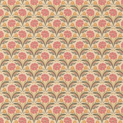 Tissu Coton imprimé Arty Selma sur fond Jaune pastel - Par 10 cm