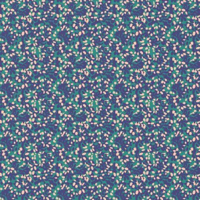 Tissu Popeline de Coton Tazza bleu sur fond Vert - Par 10 cm