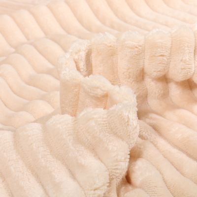 Tissu Minky Ultra doux côtelé Beige - Par 10 cm