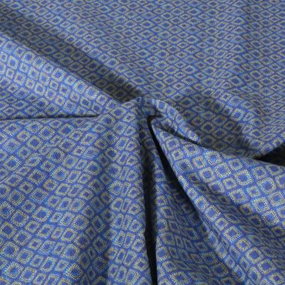 Tissu Popeline de Coton légère Géométrique sur fond Bleu ancien - Par 10 cm