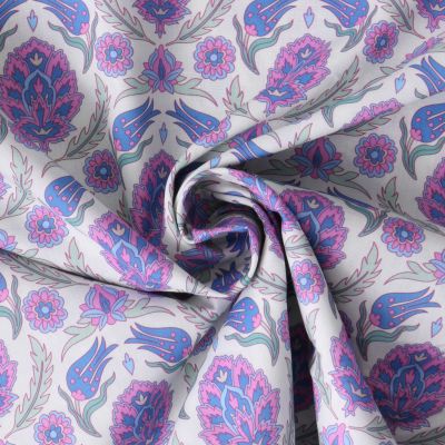 Tissu Coton imprimé indien Dahra sur fond Blanc - Par 10 cm