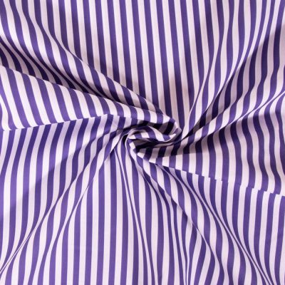 Tissu Popeline de Coton Rayures violettes 5 mm sur fond Blanc - Par 10 cm