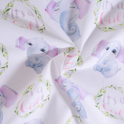 Tissu Coton imprimé It&#039;s a Girl sur fond Blanc - Par 10 cm