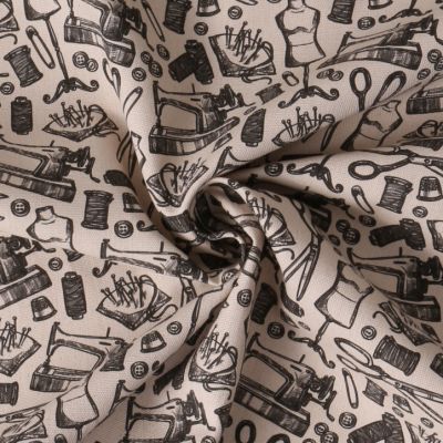 Tissu Toile Canvas Couturama sur fond Beige - Par 10 cm