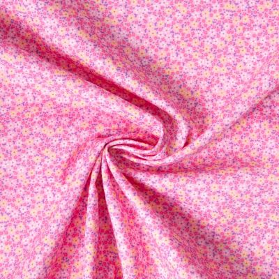 Tissu Batiste de Coton Nora tapis fleuri sur fond Rose - Par 10 cm