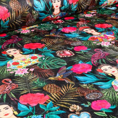 Tissu Jacquard Allegria sur fond Noir - Par 10 cm