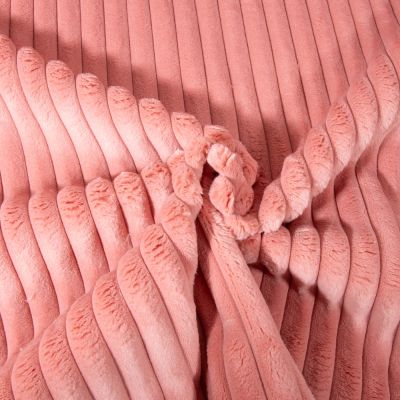 Tissu Minky côtelé d&#039;ameublement 10 mm uni Bois de rose - Par 10 cm