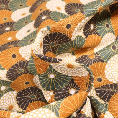 Tissu Coton imprimé Arty Hiro sur fond Bronze - Par 10 cm
