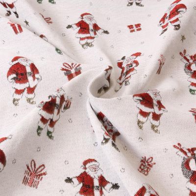 Tissu Toile Canvas Père Noël sur fond Blanc - Par 10 cm