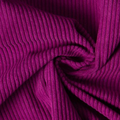 Tissu Velours d&#039;ameublement côtelé Emy uni Aubergine - Par 10 cm