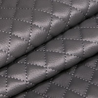 Tissu Simili cuir matelassé uni Chelsy Gris ardoise - Par 10 cm