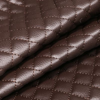 Tissu Simili cuir matelassé uni Chelsy Marron - Par 10 cm
