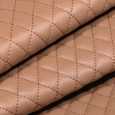Tissu Simili cuir matelassé uni Chelsy Camel - Par 10 cm
