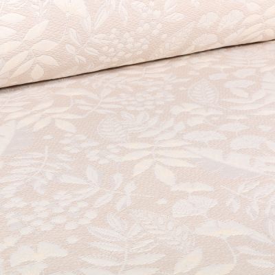 Tissu Toile Jacquard 280 cm Végétal piqué aspect lin sur fond Naturel - Par 10 cm
