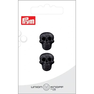 Bouton Prym Tête de mort Métal 18 mm x2 - Noir