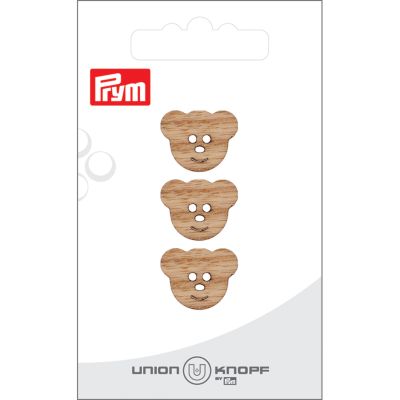 Bouton Prym Tête Ours 18 mm x3 - Bois