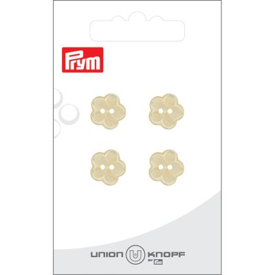 Bouton Prym Fleur effet nacré 12 mm x4 - Jaune