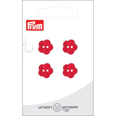 Bouton Prym Fleur effet nacré 12 mm x4 - Rouge