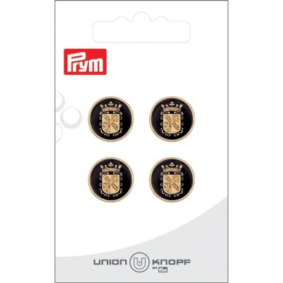 Bouton Prym James Métallisé Blason 15 mm x4 - Or