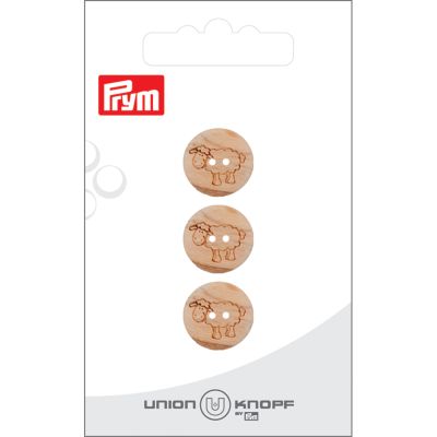 Bouton Prym Mouton gravé 15 mm x3 - Bois