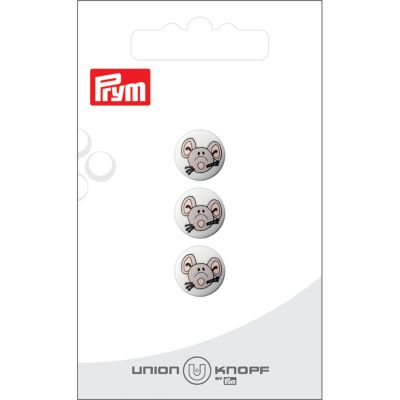 Bouton Prym Tête de souris 12 mm x3 - Blanc