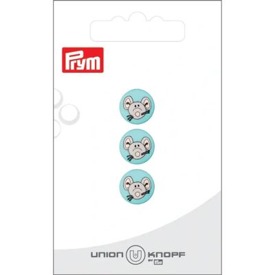 Bouton Prym Tête de souris 12 mm x3 - Bleu vert