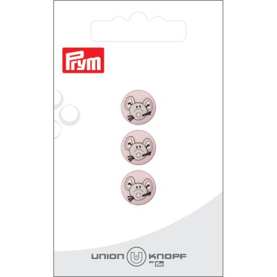 Bouton Prym Tête de souris 12 mm x3 - Rose poudré