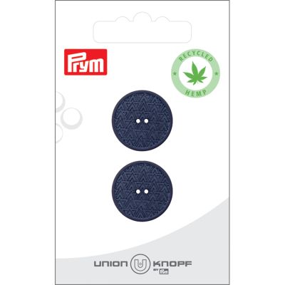 Bouton Prym Chanvre/Polyester recyclé Géométrique 20 mm x2 - Bleu marine