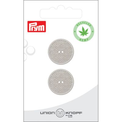Bouton Prym Chanvre/Polyester recyclé Géométrique 20 mm x2 - Gris clair