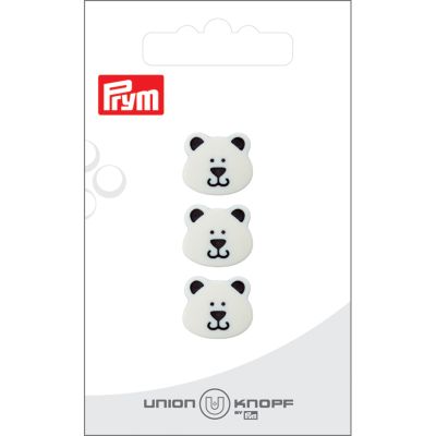 Bouton Prym Petit Ours 15 mm x3 - Blanc