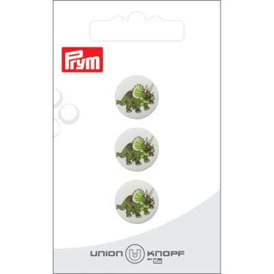 Bouton Prym Dinosaure 15 mm x3 - Tricératops