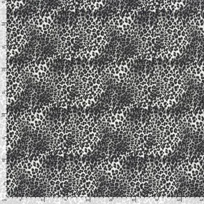 Tissu Sweat léger French Terry Alya léopard Noir sur fond Blanc - Par 10 cm