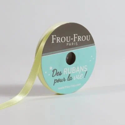 Bobinette Ruban Satin double face Frou-Frou Fleur d&#039;oliviers - 6 mm x 6 mètres