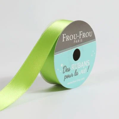 Bobinette Ruban Satin double face Frou-Frou Jardin d&#039;oliviers - 16 mm x 6 mètres
